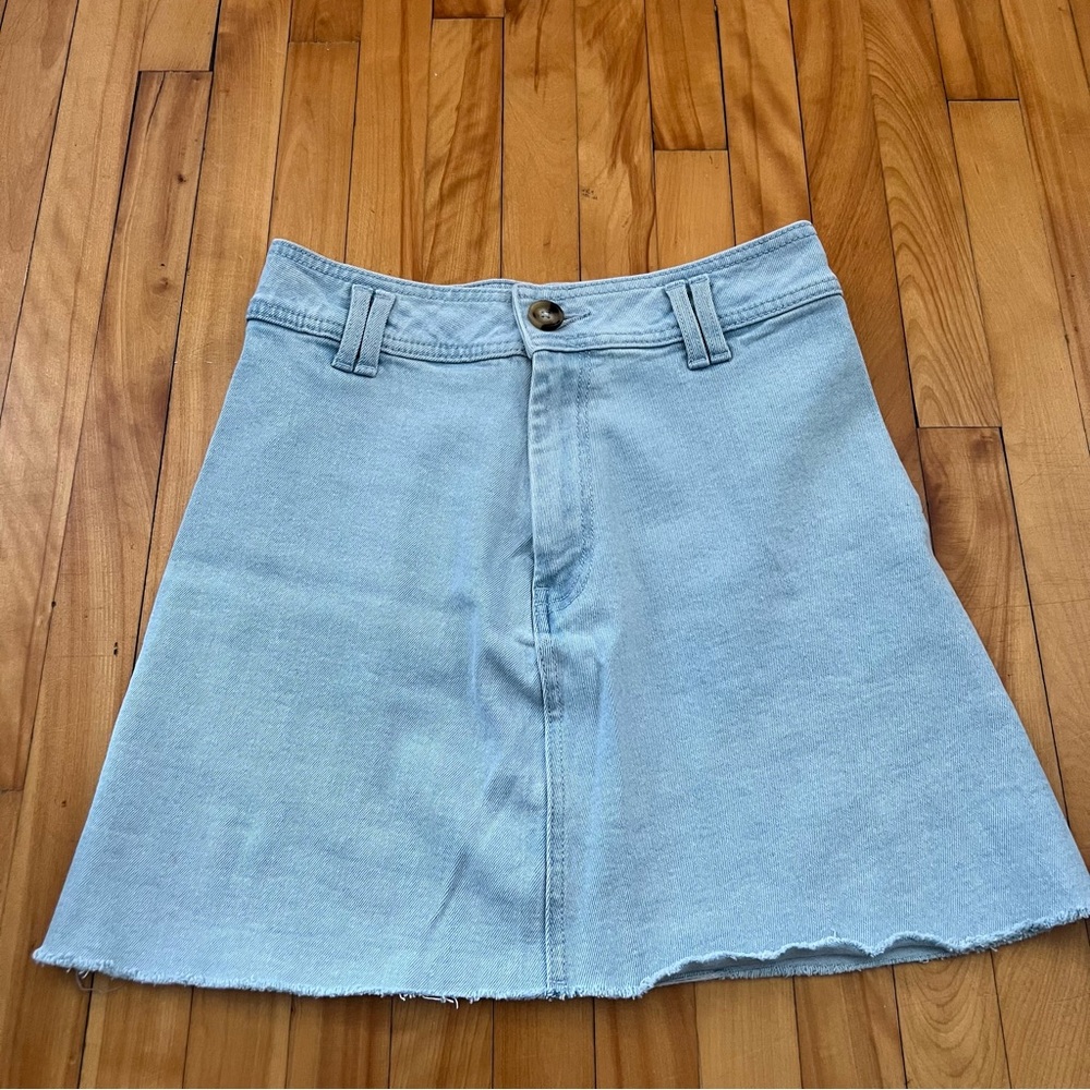 High waisted denim mini skirt light wash